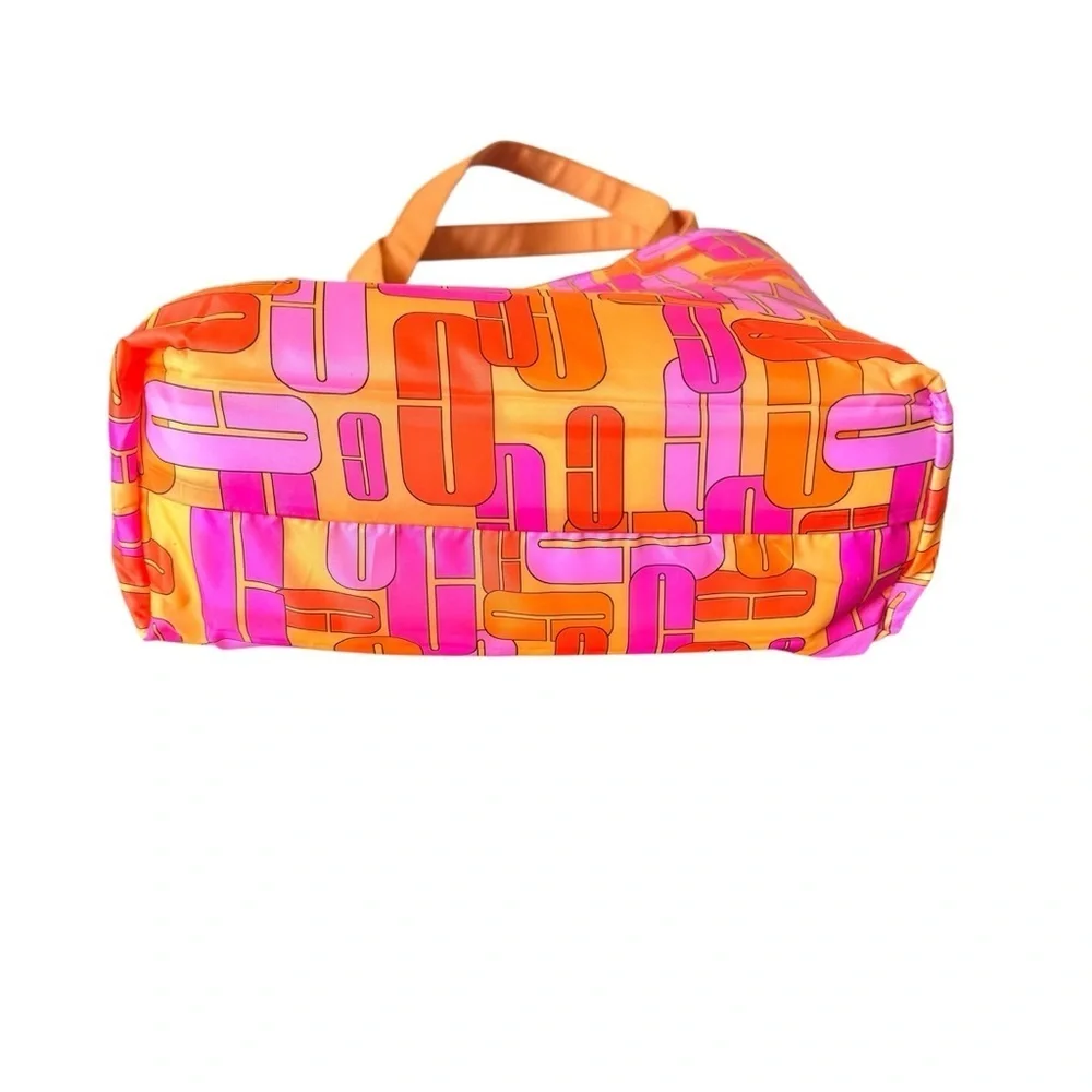 Clinique vintage reversible makeup travel flower orange pink tote shoulder bag - Picture 2 of 6